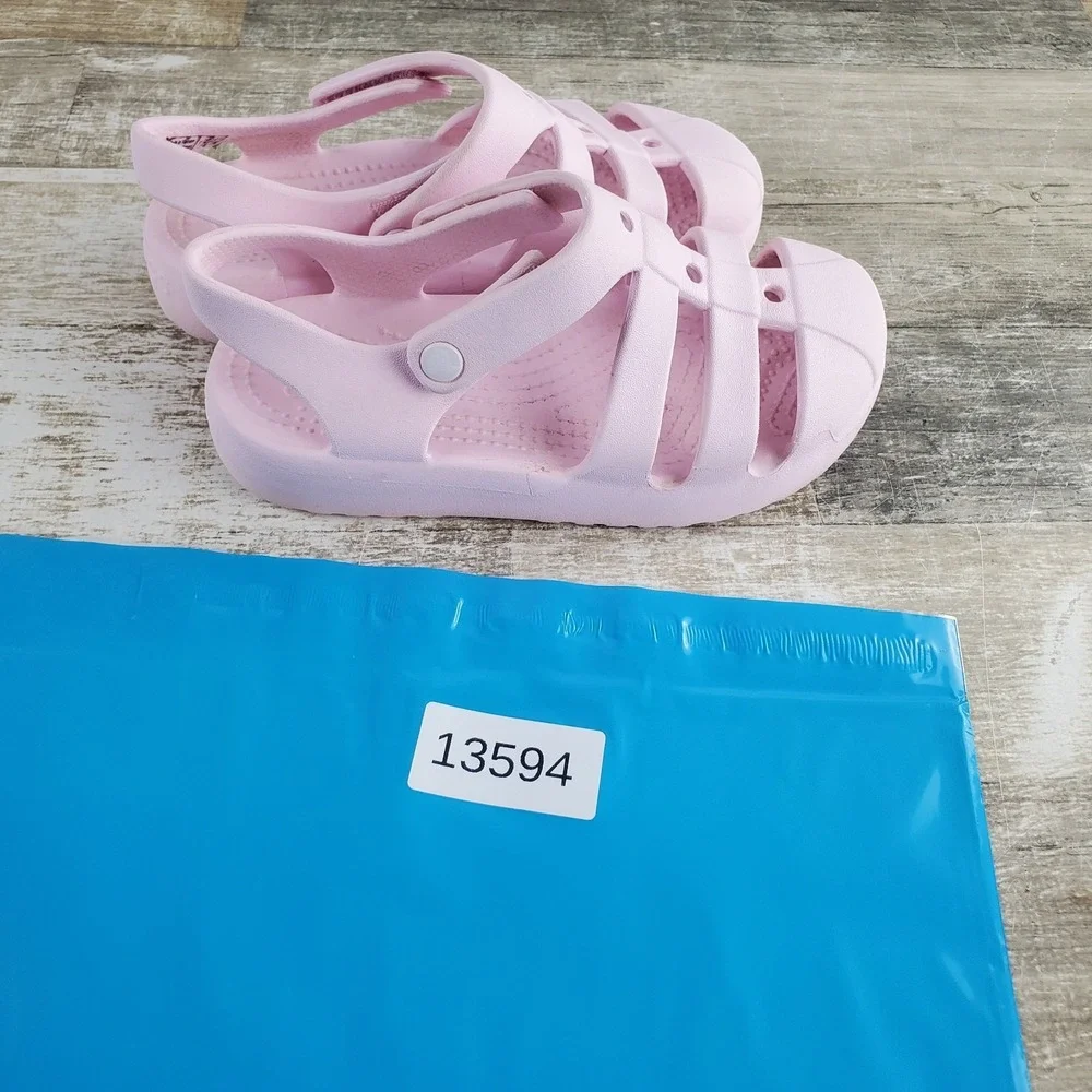 Crocs Classic Fisherman Kids Flat Sandals Sz C13 13 Pink Adjustable Heel Strap